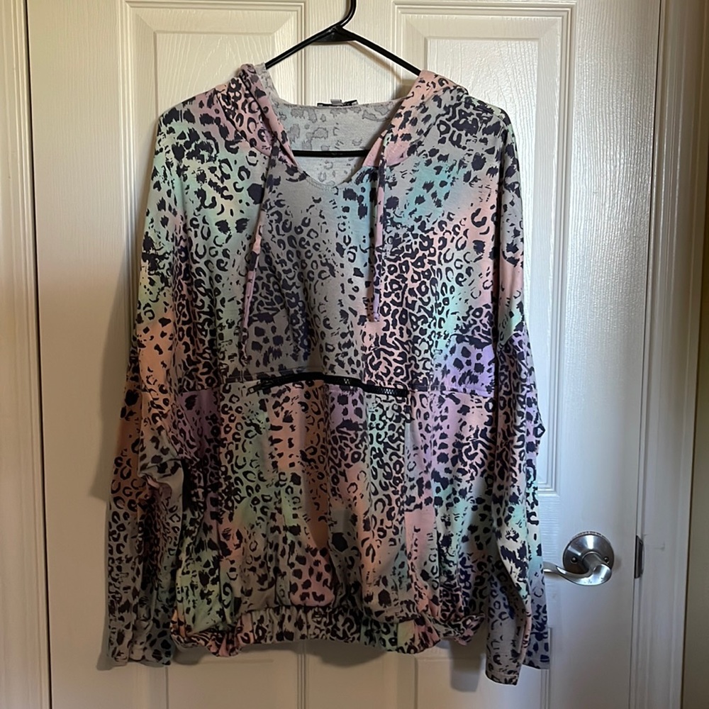 White birch leopard colorful hoodie 2x